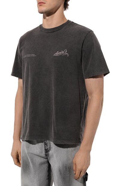 Хлопковая футболка AMIRI темно-серого цвета по цене 68300 руб., арт. AMJYTE1097, фото 3 Хлопковая футболка AMIRI, арт. AMJYTE1097, фото 3