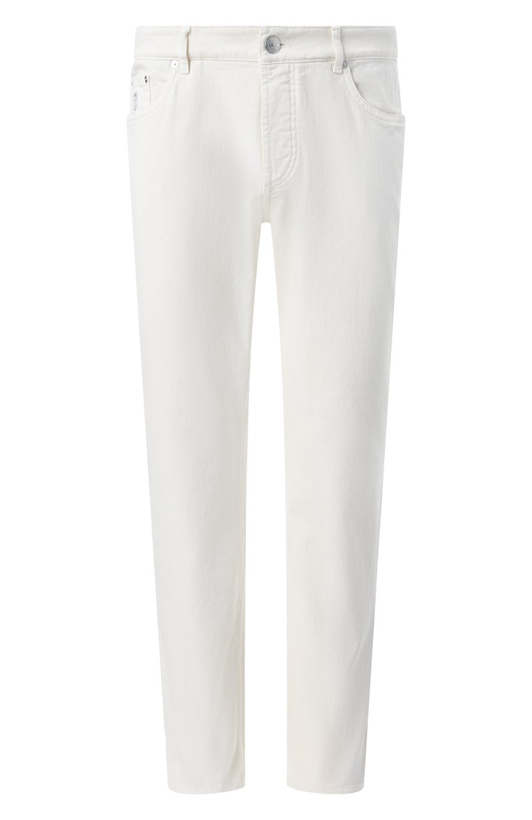 Мужские джинсы traditional fit BRUNELLO CUCINELLI белого цвета, арт. M277PB3210 | Фото 1 (Материал внешний: Хлопок, Деним; Длина (брюки, джинсы): Стандартные; Силуэт М (брюки): Прямые; Кросс-КТ: Деним; Стили: Кэжуэл, Повседневный; Автоматизация состава: Проставлено; Автоматизация ТО: Проставлено; Детали: Однотонный; Размерность: Идёт в размер)