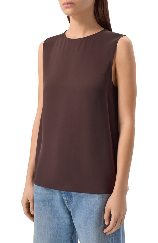 Шелковый топ Theory M0102539 Коричневый  M0102539 Фото 3