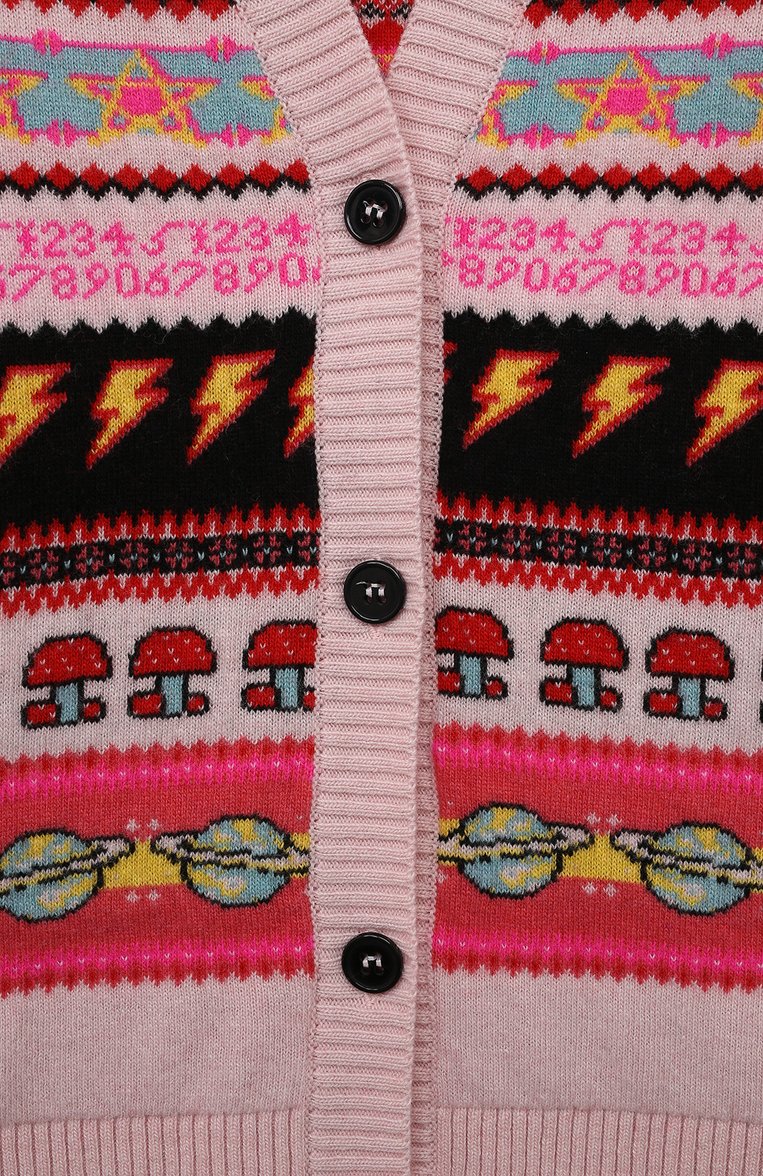 Детский кардиган PHILOSOPHY DI LORENZO SERAFINI KIDS розового цвета, арт. PFMA004C/FL007/12A-14A | Фото 3 (Материал внешний: Шерсть, Вискоза; Рукава: Длинные; Девочки Кросс-КТ: Кардиган-одежда)
