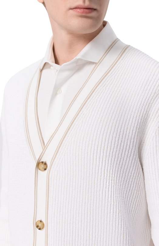 Хлопковый кардиган BOSS 50560487 Белый  50560487 Фото 5