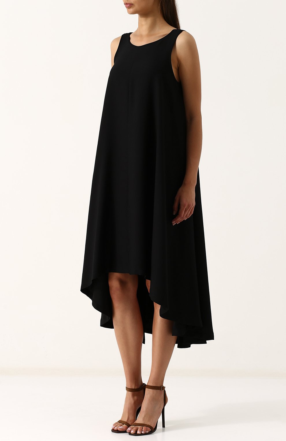 Однотонное хлопковое пл атье-миди свободного кроя YOHJI YAMAMOTO, арт. NW-D19-816, фото 3