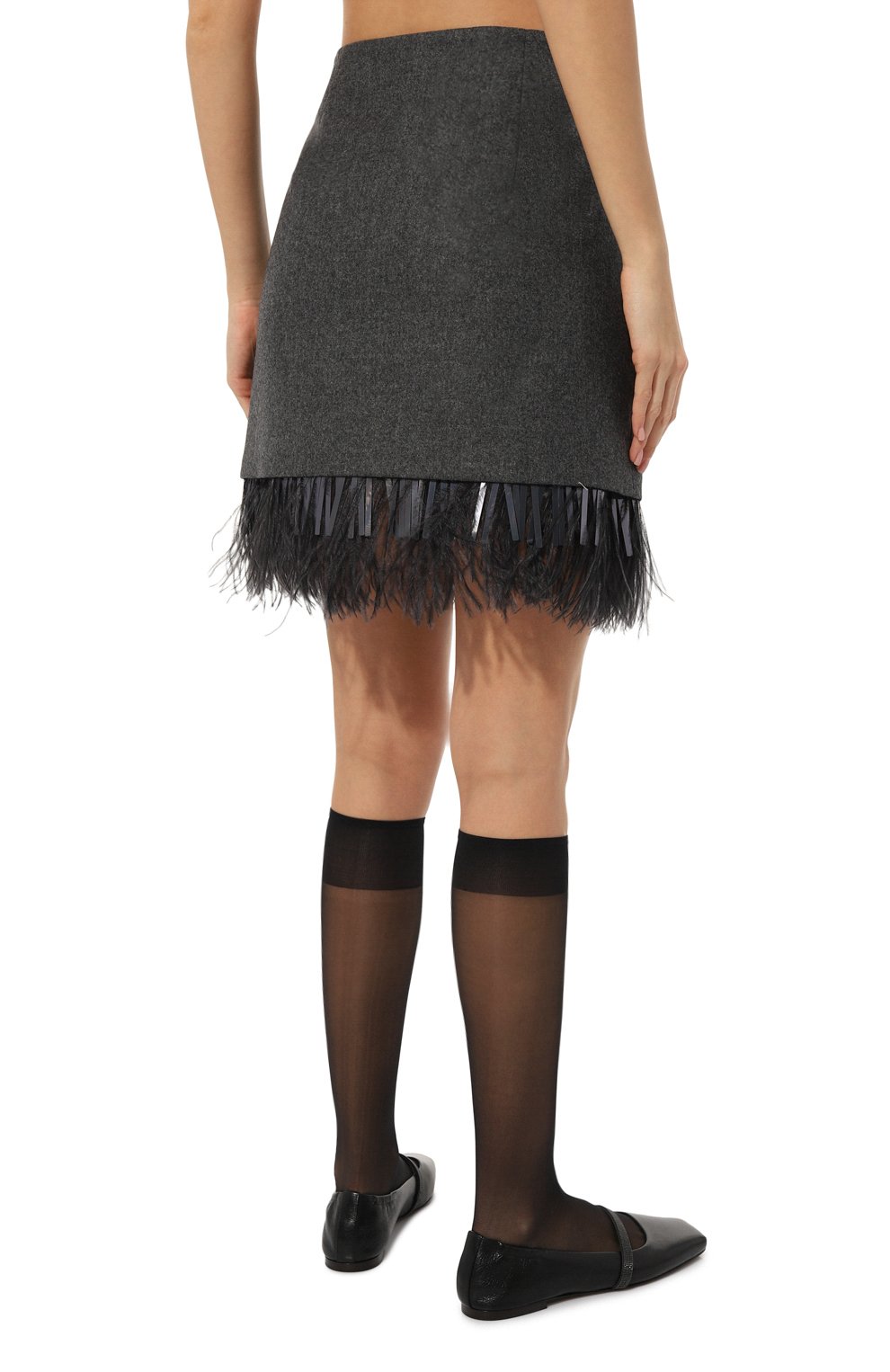 Юбка с отделкой перьями BRUNELLO CUCINELLI, арт. MD588G3702, фото 4