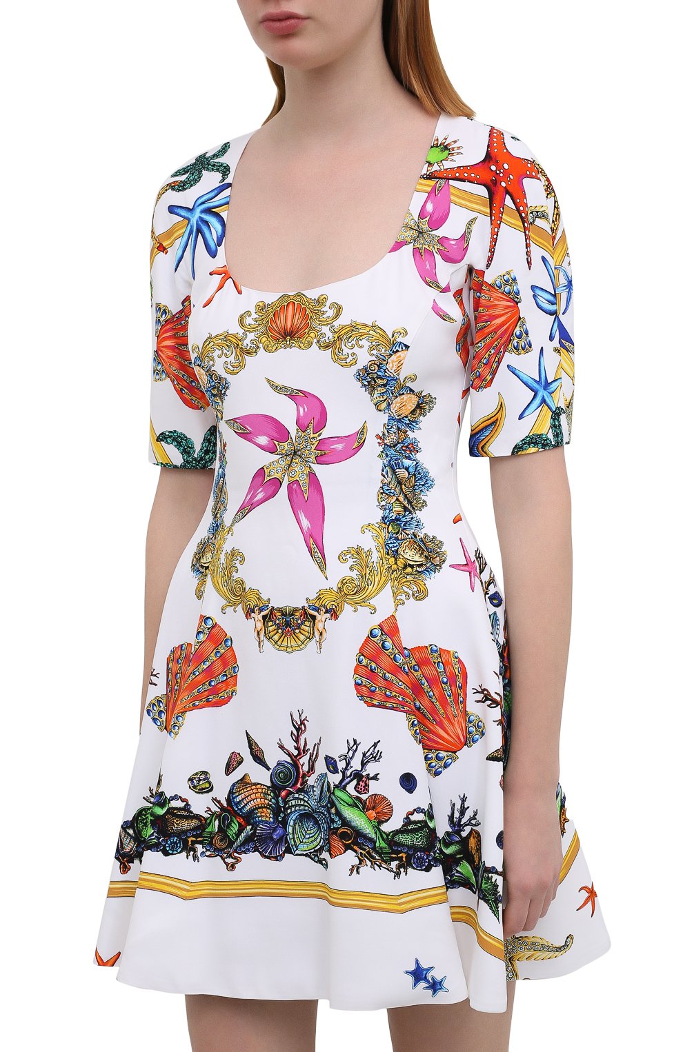Платье из вискозы VERSACE разноцветного цвета по цене 318000 руб., арт. A89147/1F00958, фото 3 Платье из вискозы VERSACE, арт. A89147/1F00958, фото 3