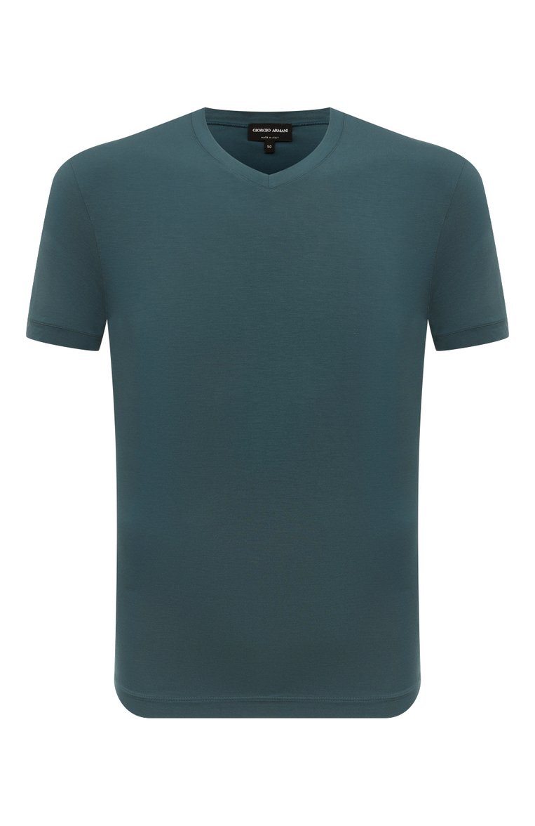 Мужская бирюзовая футболка из вискозы GIORGIO ARMANI купить в интернет ...