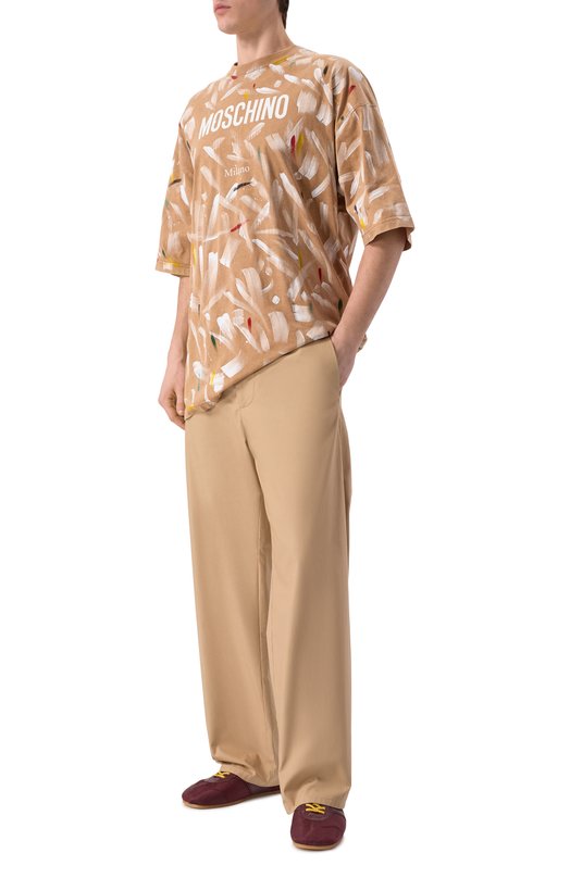 Хлопковые брюки Moschino A0311/0218 Бежевый  A0311/0218 Фото 2