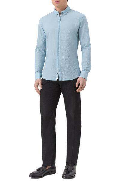 Хлопковая рубашка GIORGIO ARMANI голубого цвета по цене 87100 руб., арт. GM000057/TE11186, фото 2 Хлопковая рубашка GIORGIO ARMANI, арт. GM000057/TE11186, фото 2