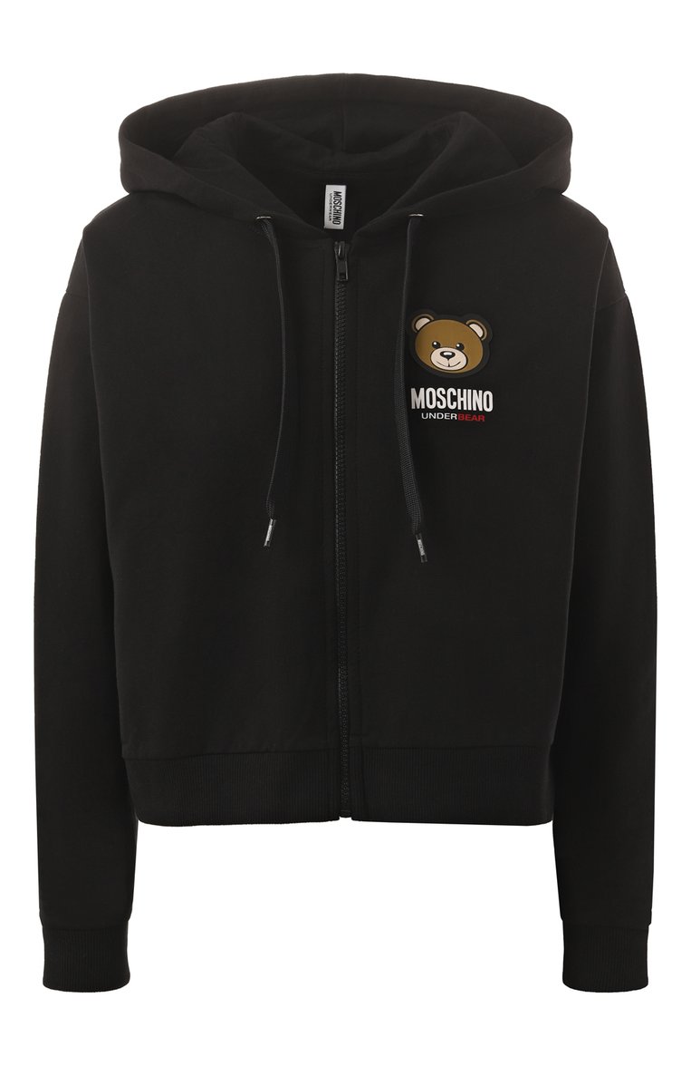 Женский хлопковая толстовка MOSCHINO черного цвета, арт. 232V6/A1789/4413 | Фото 1 (Нос: Не проставлено; Материал сплава: Проставлено; Тематический товар: Teddy Bear; Материал внешний: Хлопок)