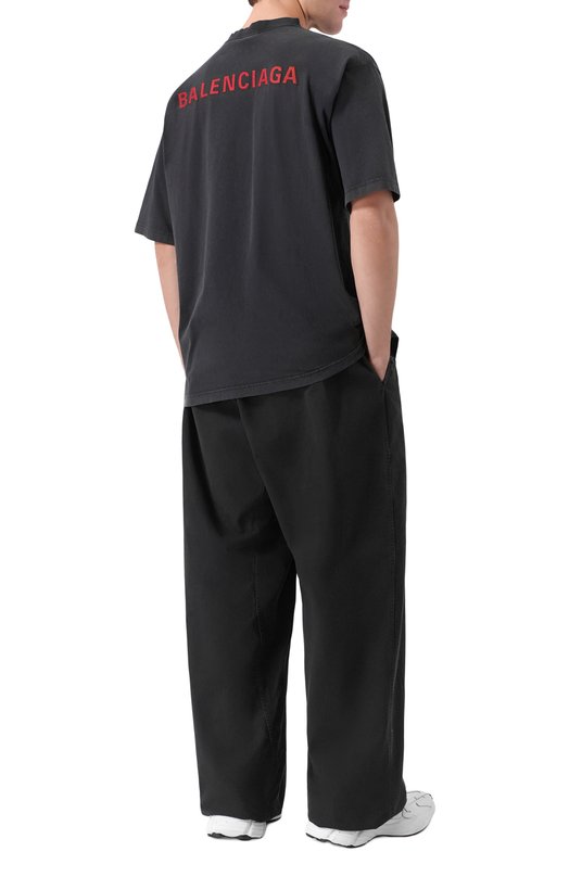 Хлопковая футболка Balenciaga 764235/TTVJ1 Чёрный  764235/TTVJ1 Фото 2