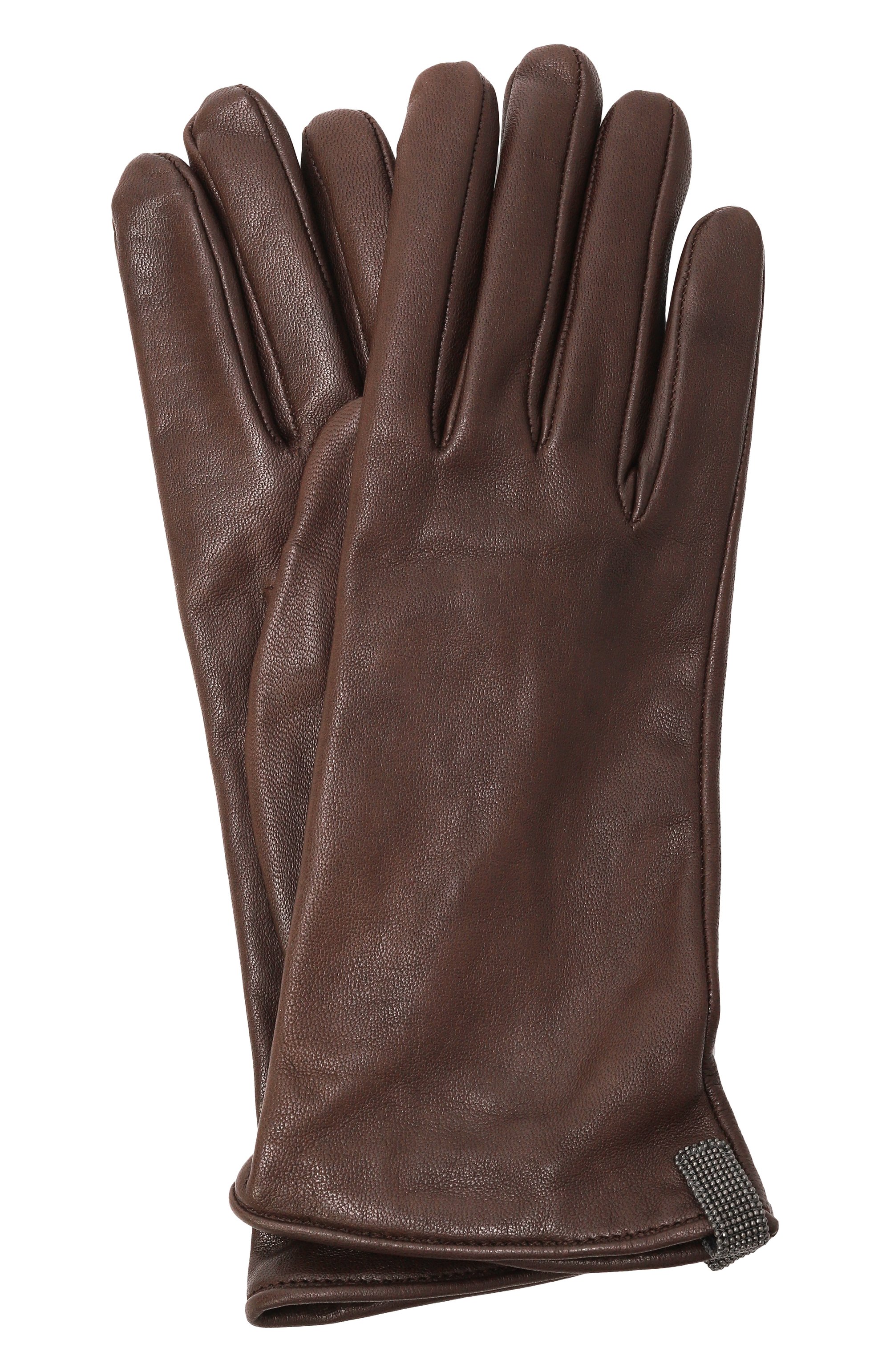 Кожаные перчатки BRUNELLO CUCINELLI коричневого цвета по цене 111500 руб., арт. MPPAH9009, фото 1 Кожаные перчатки BRUNELLO CUCINELLI, арт. MPPAH9009, фото 1