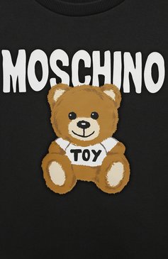 Детское хлопковое платье MOSCHINO черного цвета, арт. HDV0CZ/LCA32/4-8 | Фото 3 (Материал внешний: Хлопок; Рукава: Короткие; Девочки Кросс-КТ: Платье-одежда; Случай: Повседневный; Драгоценные камни: Проставлено; Нос: Не проставлено; Материал сплава: Проставлено; Ростовка одежда: 4 года | 104 см, 5 лет | 110 см, 6 лет | 116 см, 8 лет | 128 см)