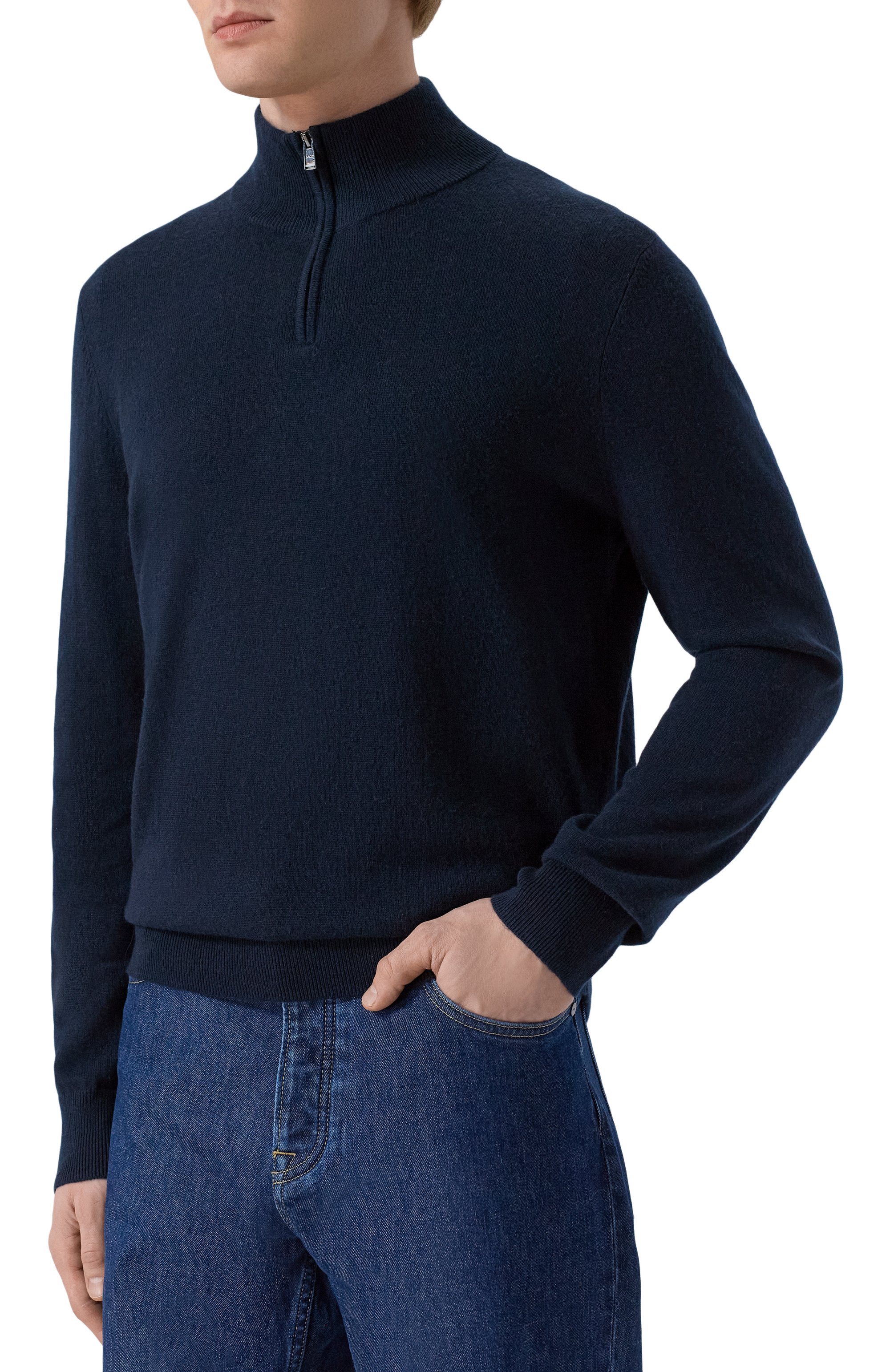 Джемпер из шерсти и кашемира BOSS темно-синего цвета по цене 25950 руб., арт. 50549984, фото 3 Джемпер из шерсти и кашемира BOSS, арт. 50549984, фото 3