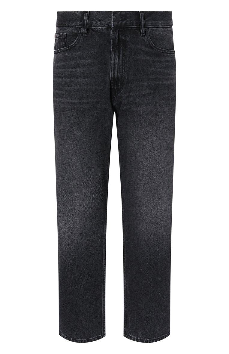 Мужские джинсы tapered fit HUGO черного цвета, арт. 50533606 | Фото 1 (Материал внешний: Хлопок, Деним; Длина (брюки, джинсы): Стандартные; Силуэт М (брюки): Прямые; Кросс-КТ: Деним; Детали: Делаве; Стили: Кэжуэл, Повседневный; Ав�томатизация ТО: Проставлено; Автоматизация состава: Проставлено)