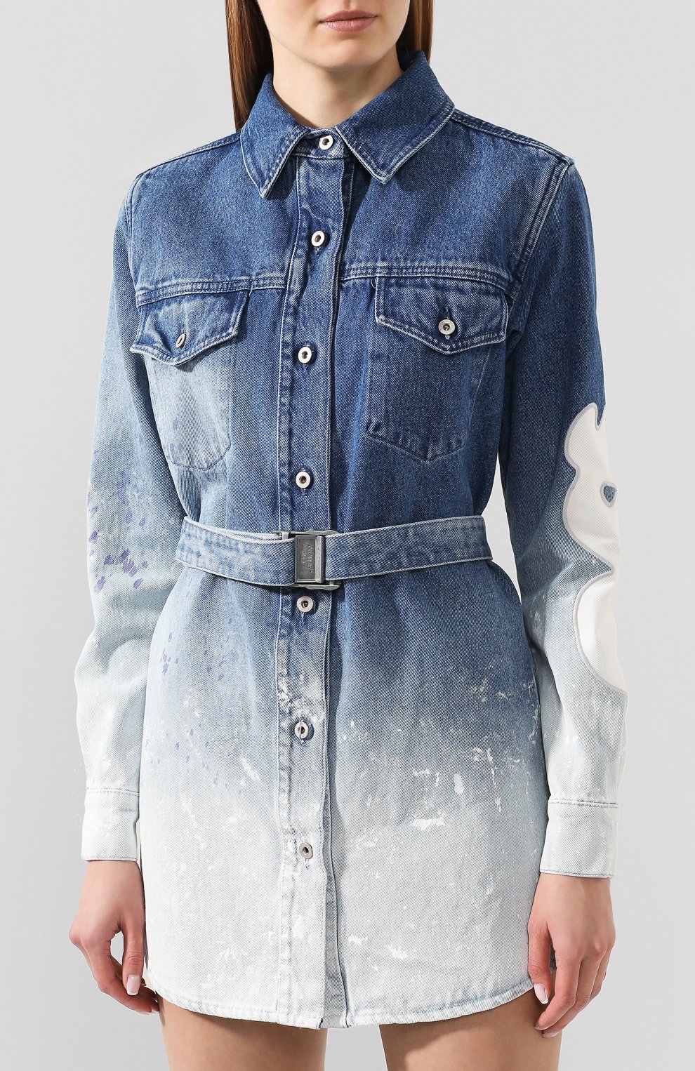 Джинсовое платье OFF-WHITE синего цвета по цене 62650 руб., арт. 0WYM002R207730987171, фото 3 Джинсовое платье OFF-WHITE, арт. 0WYM002R207730987171, фото 3