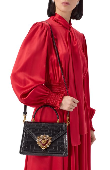 Женская сумка devotion small из кожи аллигатора DOLCE & GABBANA, арт. BB6727/A2R08/AMIS