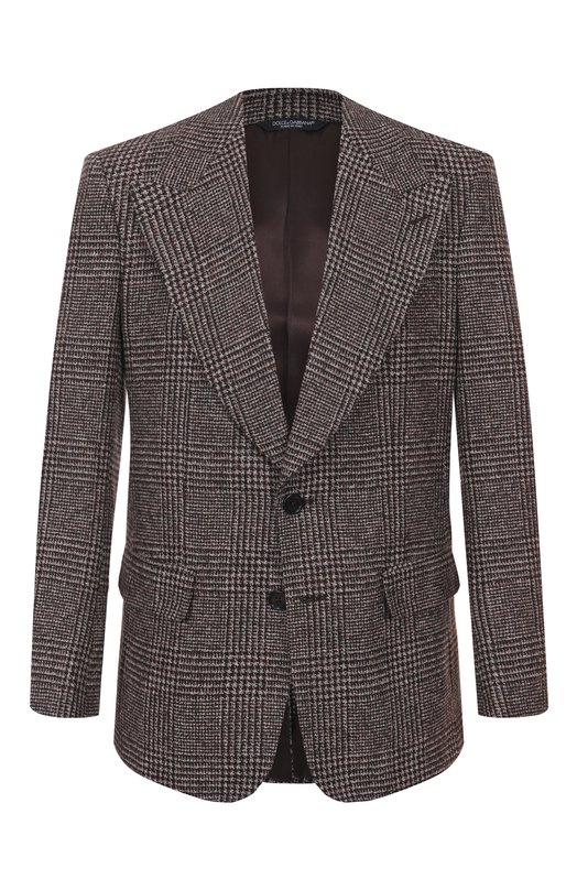 Пиджак из шерсти и хлопка Dolce & Gabbana G2VT5T/FQMKD Коричневый G2VT5T/FQMKD