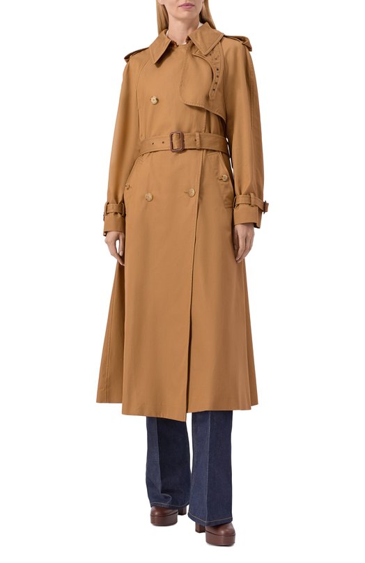 Хлопковый тренч Chloé CH25AMA19093 Бежевый  CH25AMA19093 Фото 3