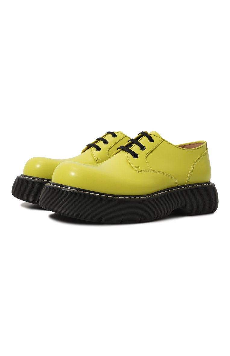 Мужские кожаные дерби BOTTEGA VENETA салатового цвета, арт. 651259/V20V0 | Фото 1 (Нос: Не проставлено; Материал внутренний: Натуральная кожа; Стили: Классический; Материал внешний: Натуральная кожа; Автоматизация состава: Проставлено)