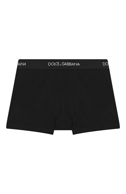 Детские комплект из двух боксеров DOLCE & GABBANA черного цвета, арт. L4J701/0N00G/8-14 | Фото 2 (Драгоценные камни: Проставлено; Материал сплава: Проставлено; Материал внешний: Хлопок; Рукава: Короткие)