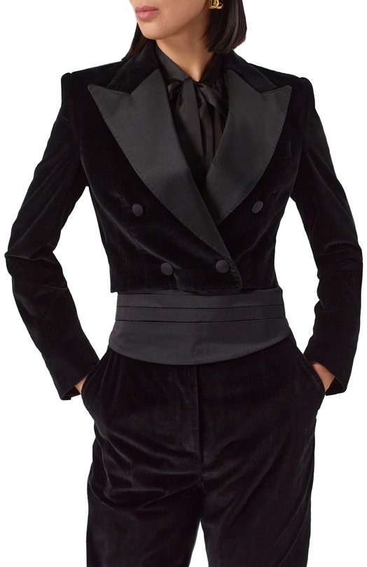 Бархатный жакет Dolce & Gabbana F291WT/FUVG7 Чёрный  F291WT/FUVG7 Фото 3