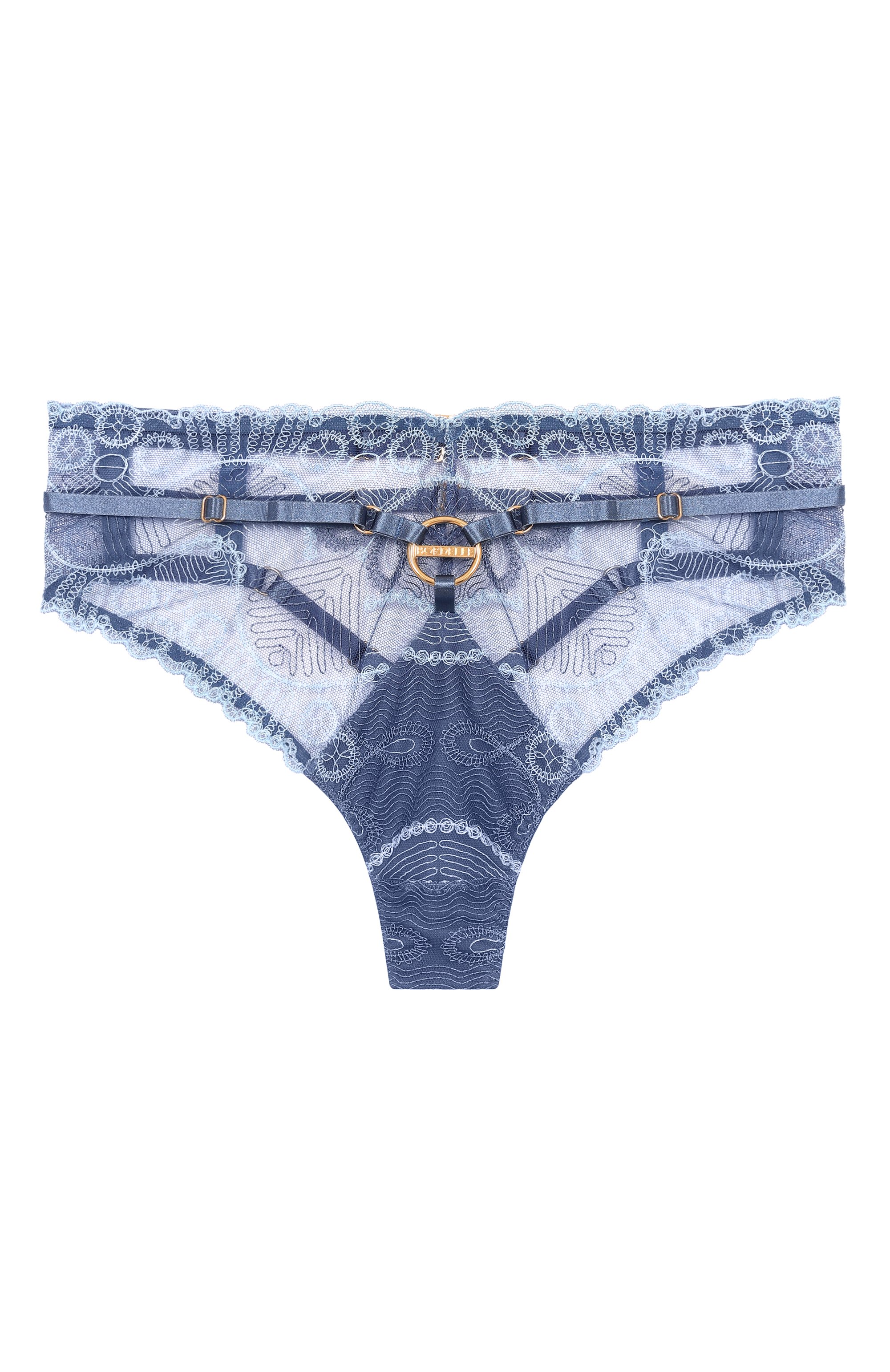 Трусы-стринги с завышенной талией BORDELLE голубого цвета по цене 56700 руб., арт. SS25T02DM, фото 1 Трусы-стринги с завышенной талией BORDELLE, арт. SS25T02DM, фото 1