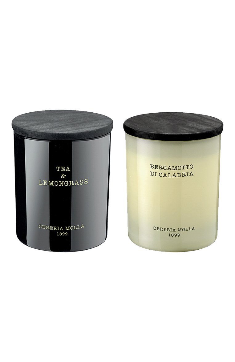 Подарочный сет свечей iv bergamotto di calabria / tea & lemongrass (2x230g) CERERIA MOLLA 1899 бесцветного цвета, арт. 8429724331092 | Фото 1 (Нос: Не проставлено; Региональные ограничения белый список (Axapta Mercury): Не проставлено; Ограничения доставки: flammable, fragile-2)