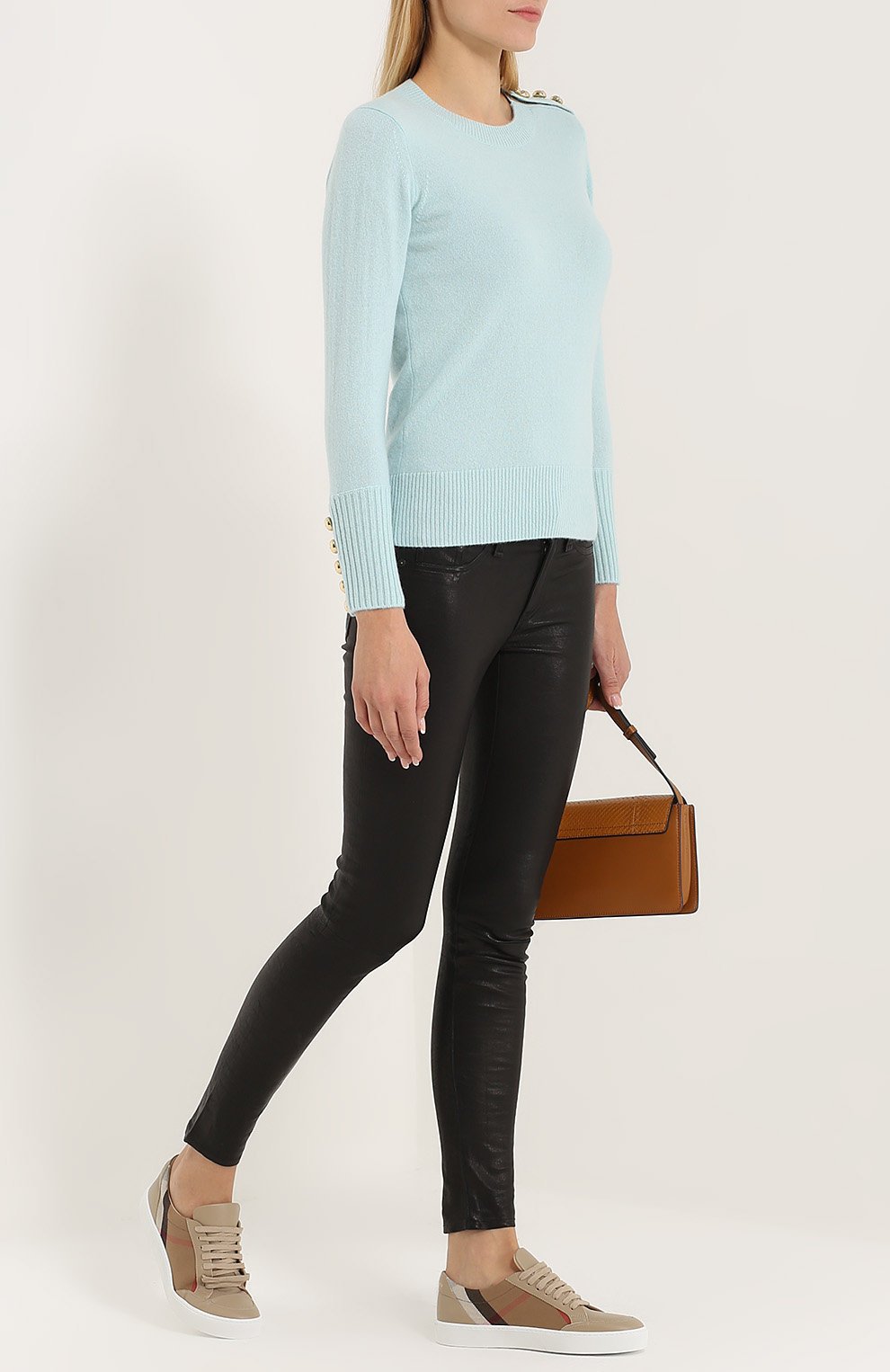 Комбинированные кеды с принтом в клетку house check BURBERRY, арт. 4040057, фото 2