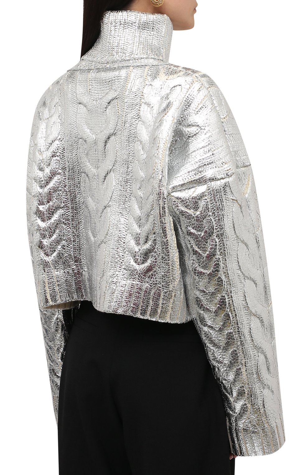 Свитер из шерсти и лиоцелла BALMAIN серебряного цвета по цене 178500 руб., арт. WF0KI000/K313, фото 4 Свитер из шерсти и лиоцелла BALMAIN, арт. WF0KI000/K313, фото 4