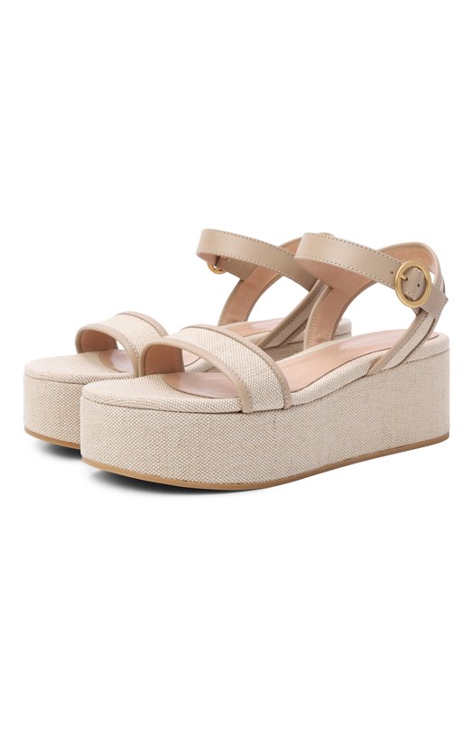 Текстильные босоножки Gianvito Rossi G32685.20RIC.VPSSANA Бежевый G32685.20RIC.VPSSANA