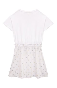 Детское хлопковое платье GIVENCHY белого цвета, арт. H30042/4A-5A | Фото 2 (Драгоценные камни: Проставлено; Материал внешний: Хлопок; Рукава: Короткие; Материал сплава: Проставлено; Девочки Кросс-КТ: Платье-одежда; Случай: Повседневный; Ростовка одежда: 3 года | 98 см, 4 года | 104 см)