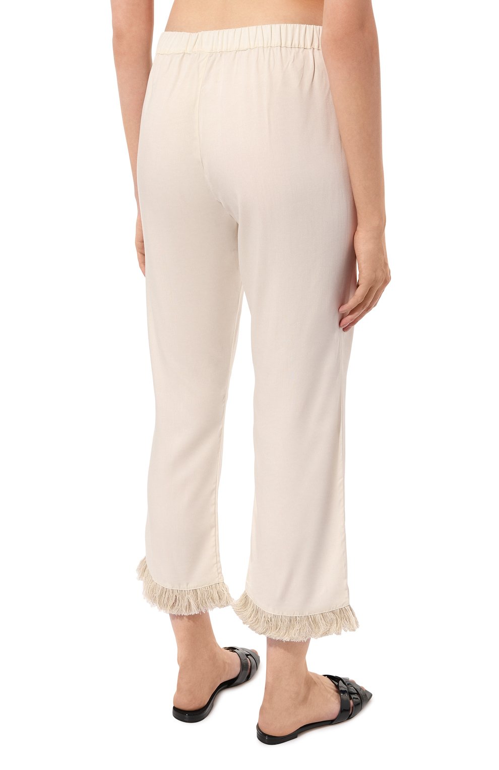 Брюки из вискозы DNUD PARIS кремового цвета по цене 21340 руб., арт. B2417, фото 4 Брюки из вискозы DNUD PARIS, арт. B2417, фото 4