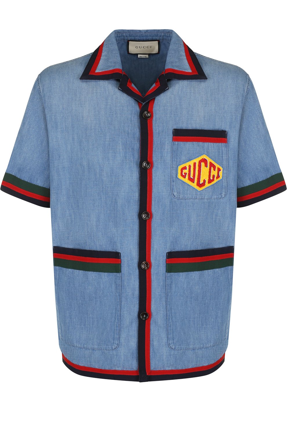 Хлопковая рубашка с контрастной отделкой GUCCI, арт. 519931/XRA78, фото 1