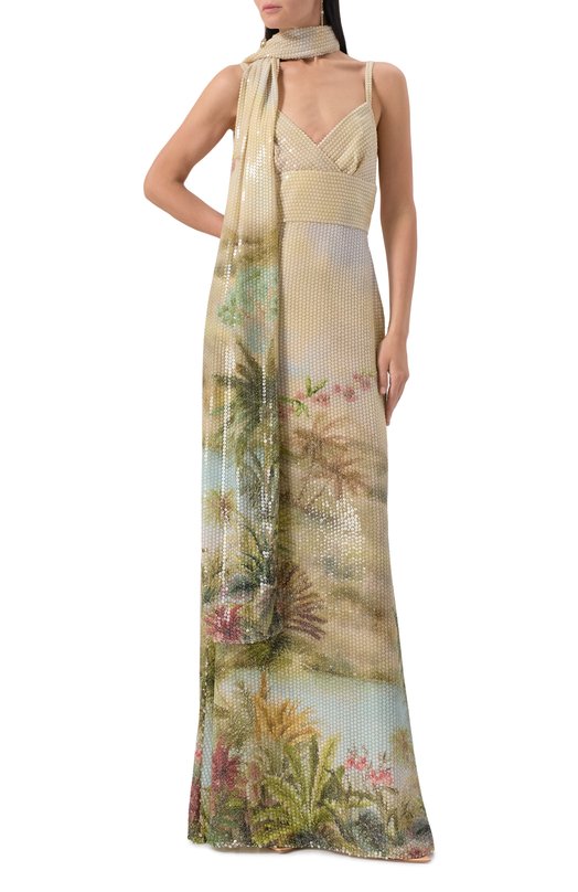 Платье с отделкой пайетками Elie Saab D0632PS25_SET Кремовый  D0632PS25_SET Фото 2