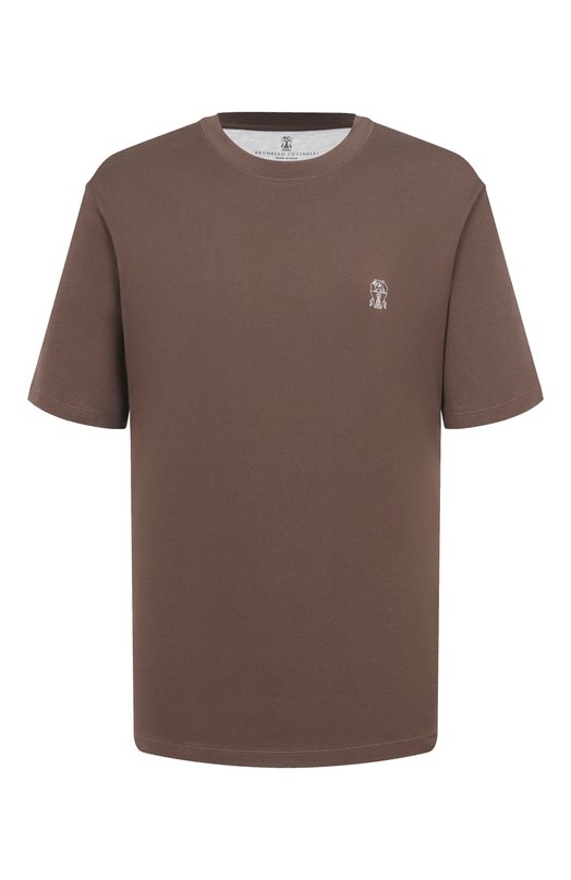 Хлопковая футболка Brunello Cucinelli M0B138440 Коричневый M0B138440
