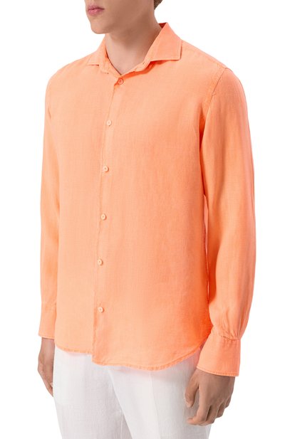 Льняная рубашка MC2 SAINT BARTH оранжевого цвета по цене 19950 руб., арт. STBM PAMPL0NA/02007H, фото 3 Льняная рубашка MC2 SAINT BARTH, арт. STBM PAMPL0NA/02007H, фото 3