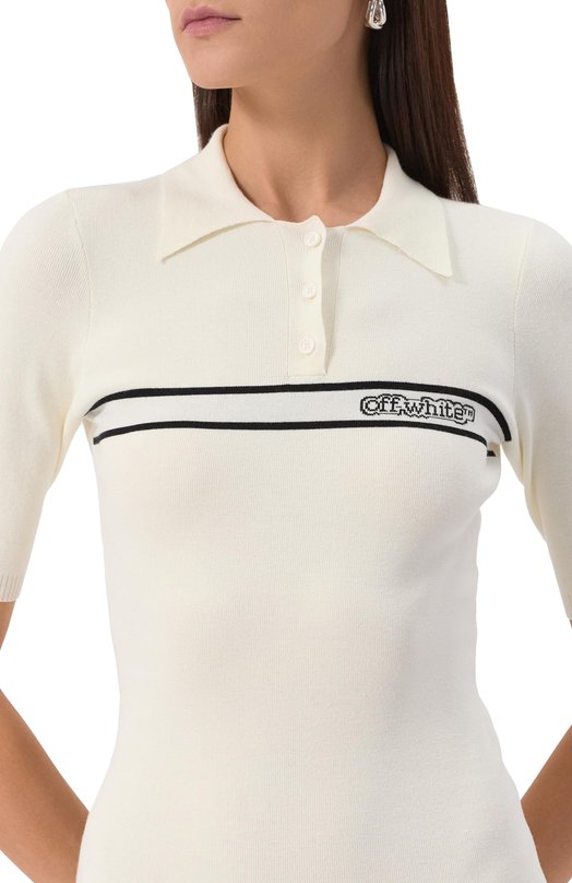 Платье из вискозы Off-White 0WHI12AS25KNI0010A10 Кремовый  0WHI12AS25KNI0010A10 Фото 5