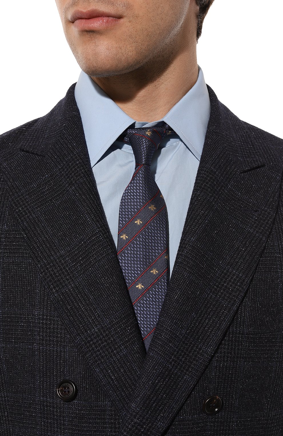 Шелковый галстук GUCCI синего цвета по цене 28800 руб., арт. 451528 4E002, фото 2 Шелковый галстук GUCCI, арт. 451528 4E002, фото 2