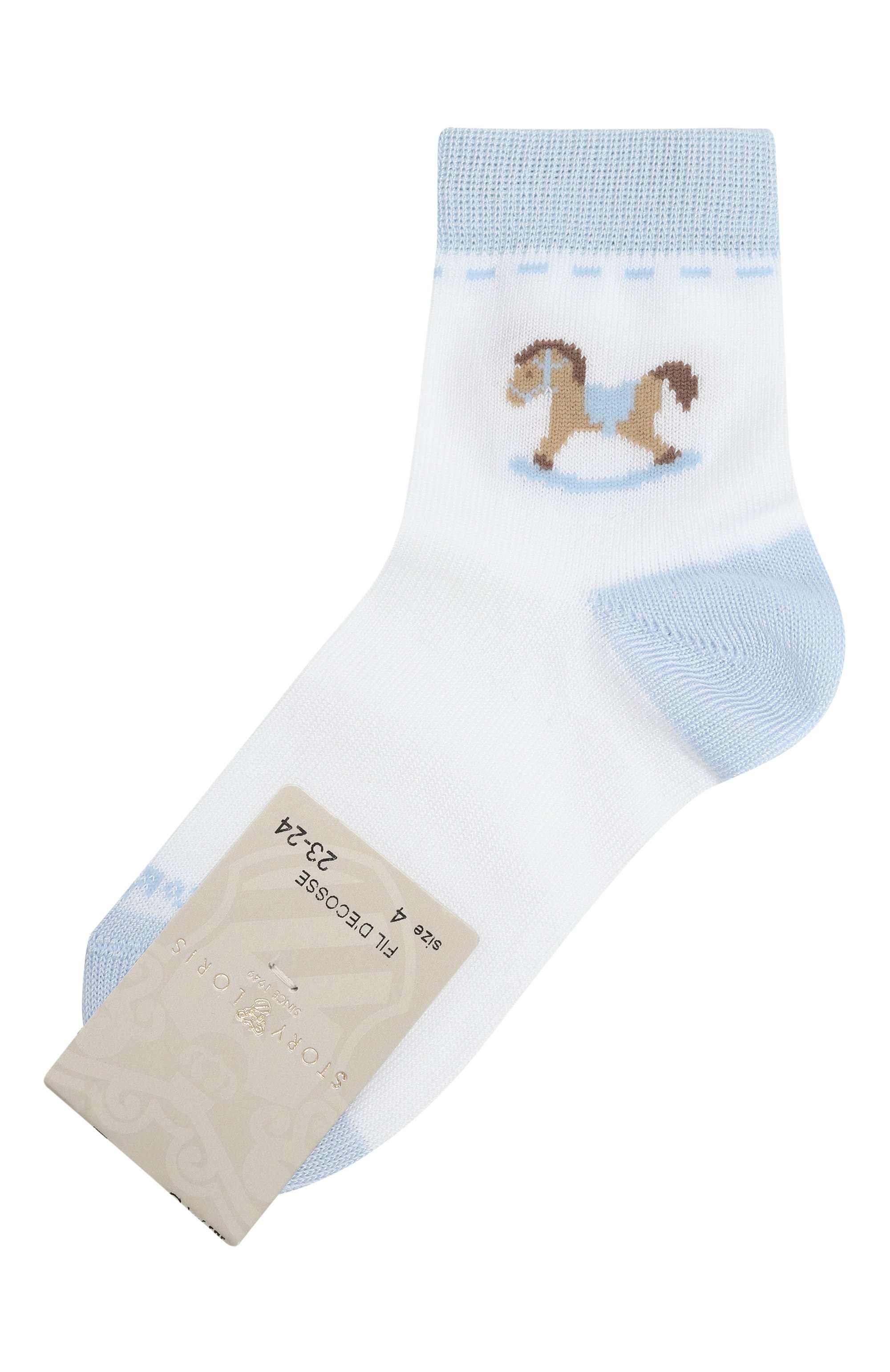 Хлопковые носки STORY LORIS белого цвета по цене 2415 руб., арт. 8857/5, фото 1 Хлопковые носки STORY LORIS, арт. 8857/5, фото 1