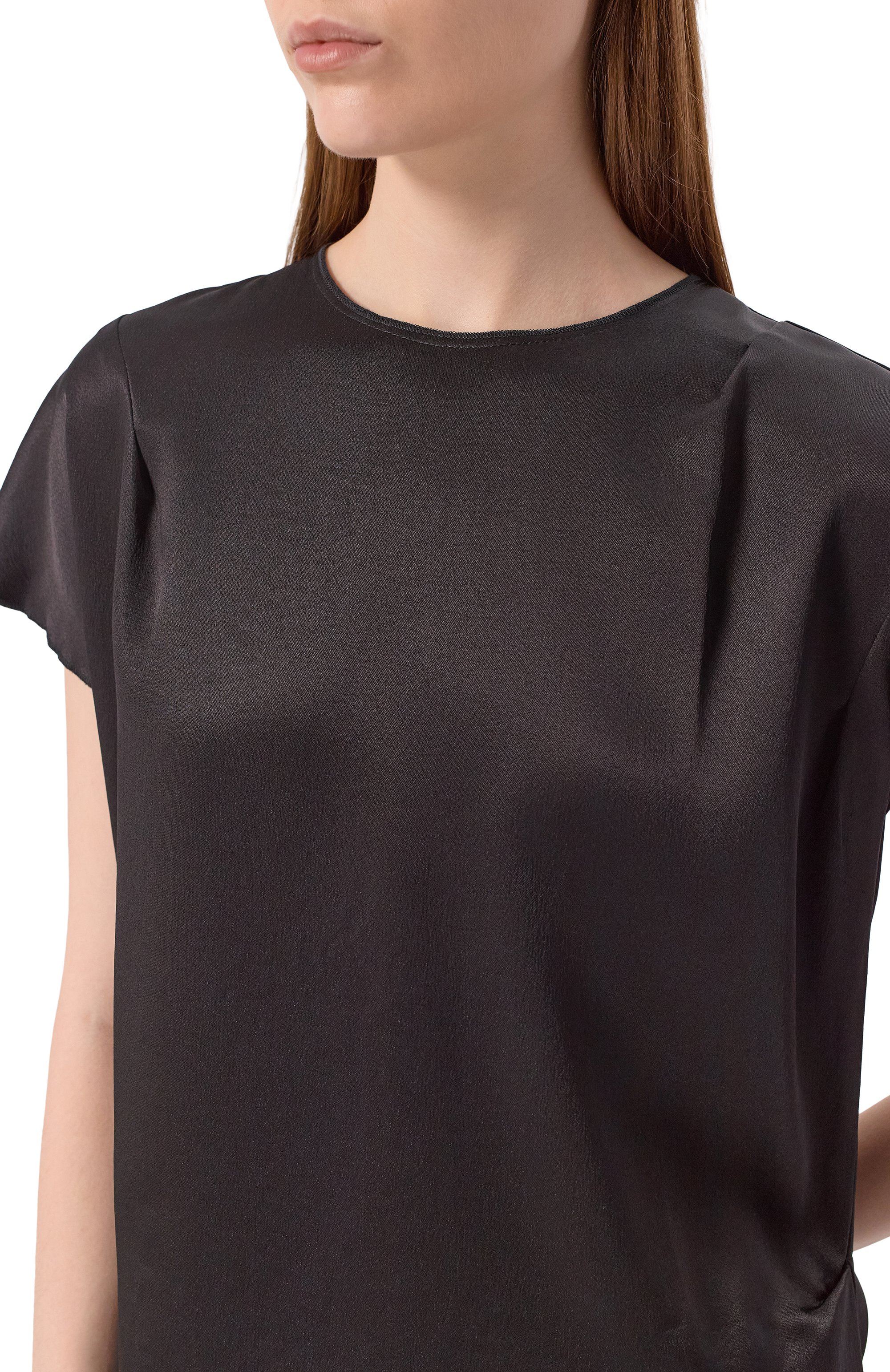 Атласный топ NOBLE&BRULEE черного цвета по цене 38000 руб., арт. NB125/180625/03, фото 5 Атласный топ NOBLE&BRULEE, арт. NB125/180625/03, фото 5