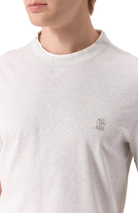 Хлопковая футболка Brunello Cucinelli M0B137451W Серый  M0B137451W Фото 5