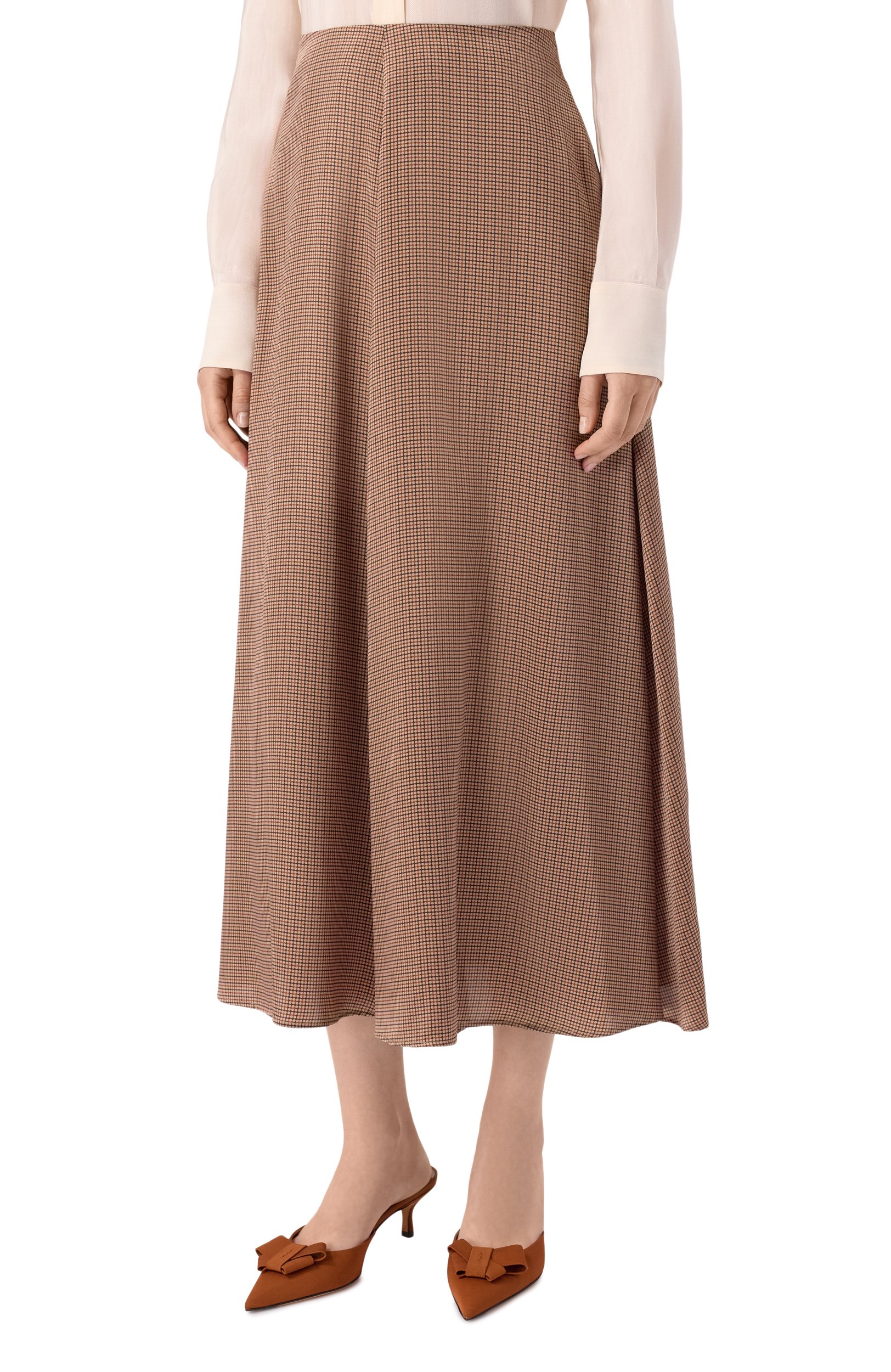 Шелковая юбка KITON темно-бежевого цвета по цене 236500 руб., арт. D58208K0584I, фото 3 Шелковая юбка KITON, арт. D58208K0584I, фото 3