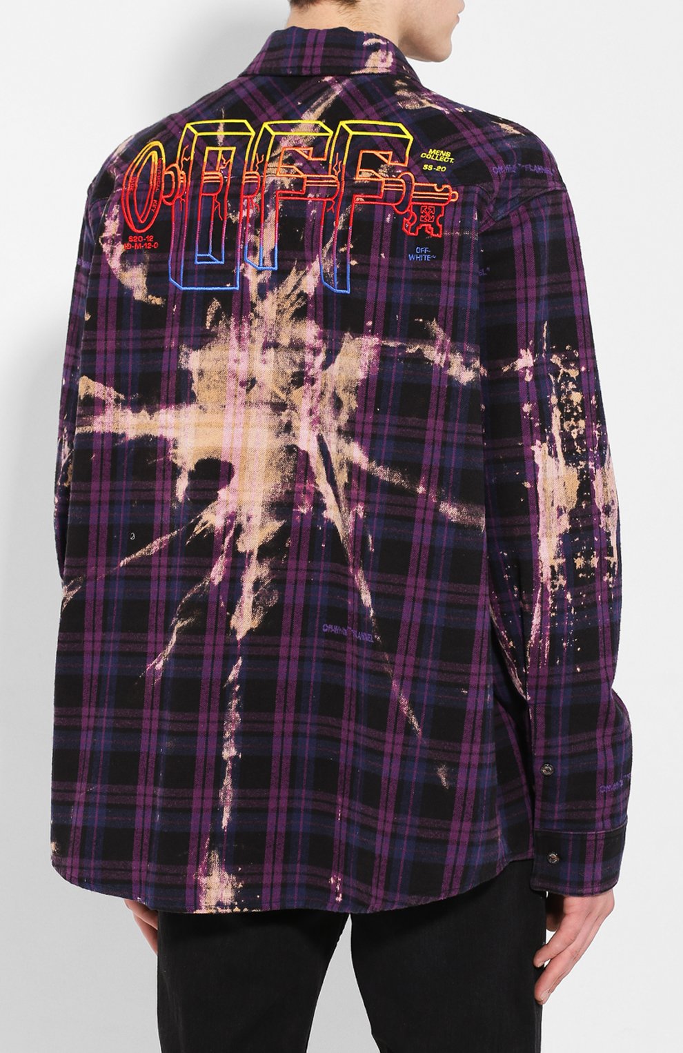 Хлопковая рубашка OFF-WHITE фиолетового цвета по цене 99500 руб., арт. 0MGA098S20G710492988, фото 4 Хлопковая рубашка OFF-WHITE, арт. 0MGA098S20G710492988, фото 4
