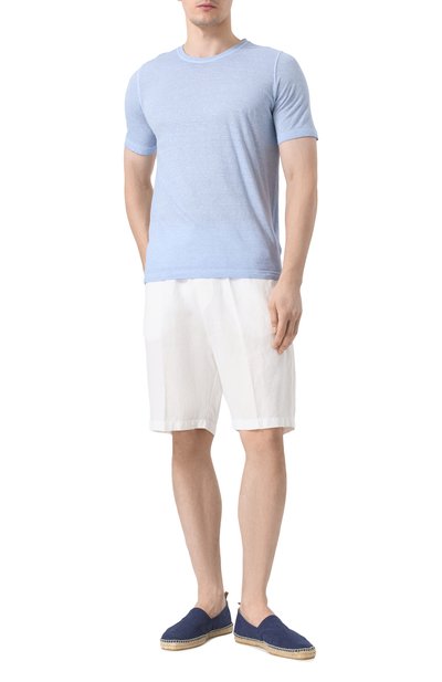 Футболка из хлопка и льна 120% LINO голубого цвета по цене 17550 руб., арт. 32ALIM7186/G308/S01, фото 2 Футболка из хлопка и льна 120% LINO, арт. 32ALIM7186/G308/S01, фото 2