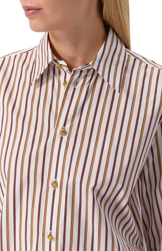 Хлопковая рубашка Bottega Veneta 838420/V5PL0 Бежевый  838420/V5PL0 Фото 5