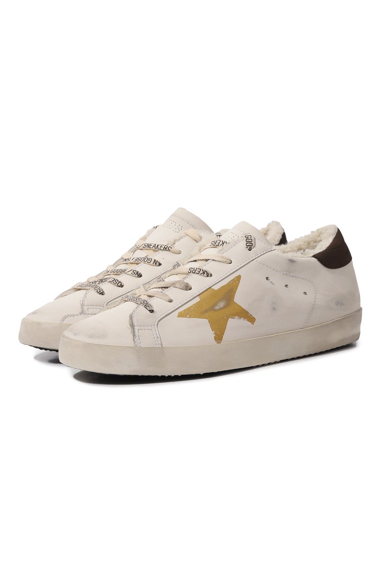 Женские кеды super star GOLDEN GOOSE DELUXE BRAND белого цвета, арт. GWF00498.F004780 | Фото 1 (Материал внешний: Экокожа; Подошва: Платформа; Материал сплава: Проставлено; Материал утеплителя: Без утеплителя; Материал внутренний: Текстиль; Драгоценные камни: Проставлено; Стили: Кэжуэл)