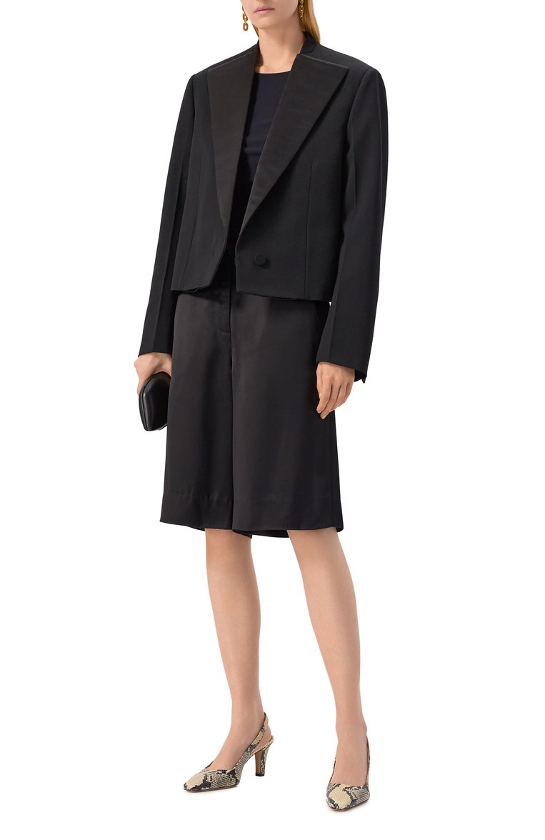 Женская футболка JIL SANDER черного цвета, арт. J01GC0003/J70026 | Фото 2 (Длина (для топов): Стандартные; Материал внешний: Синтетический материал; Рукава: Короткие; Стили: Минимализм; Принт: Без принта; Кросс-КТ: костюм; Автоматизация ТО: Проставлено; Автоматизация состава: Проставлено)