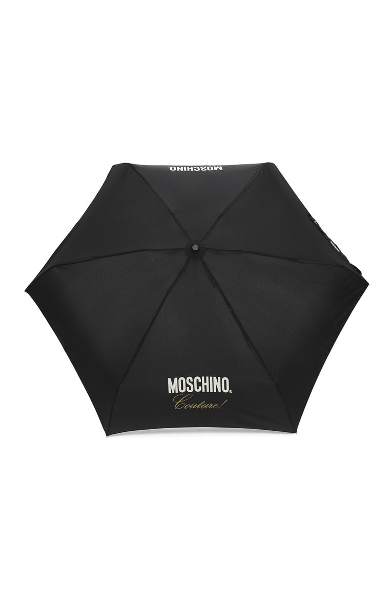 Женский складной зонт MOSCHINO черного цвета, арт. 8014-SUPERMINI | Фото 1 (Материал: Металл, Текстиль, Синтетический материал; Нос: Не проставлено; Материал сплава: Проставлено)