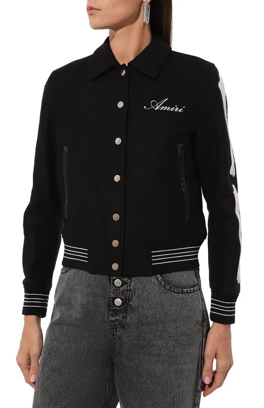 Шерстяной бомбер Amiri AW0UVY1008 Чёрный  AW0UVY1008 Фото 3