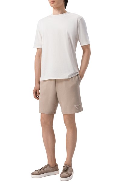 Хлопковые шорты EMPORIO ARMANI бежевого цвета по цене 13400 руб., арт. EM000495/AF19053, фото 2 Хлопковые шорты EMPORIO ARMANI, арт. EM000495/AF19053, фото 2