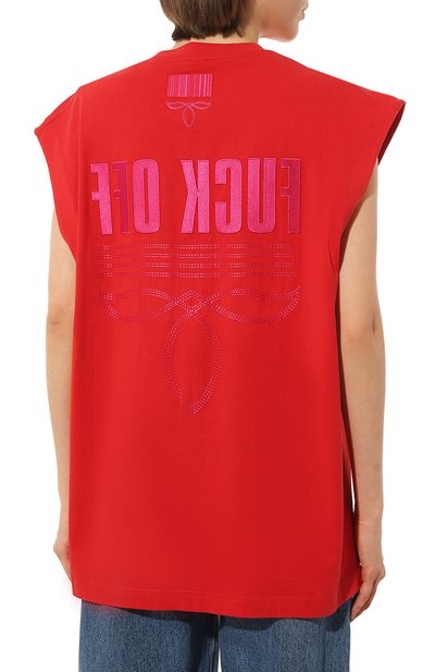 Хлопковая футболка VTMNTS красного цвета по цене 67600 руб., арт. VL16TR360R, фото 4 Хлопковая футболка VTMNTS, арт. VL16TR360R, фото 4